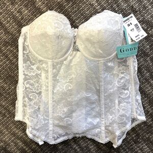 NEW Vintage Goddess Bridal Lace Strapless Bustier Longline Bra 712 0712 White